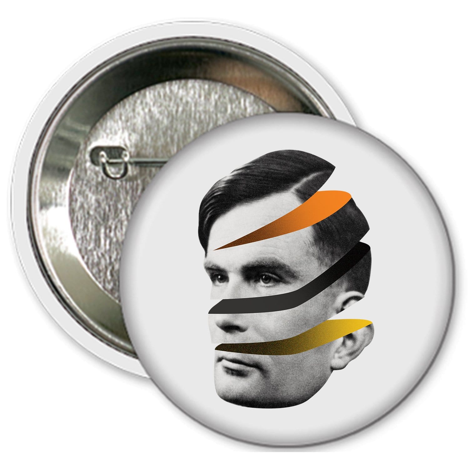 Alan Turing 3D Head Button - White